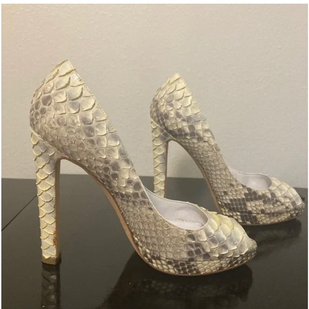 🐍 Sergio Rossi snake skin Peep Toe 38  python + Michael Kors Clutch! - Picture 8 of 16